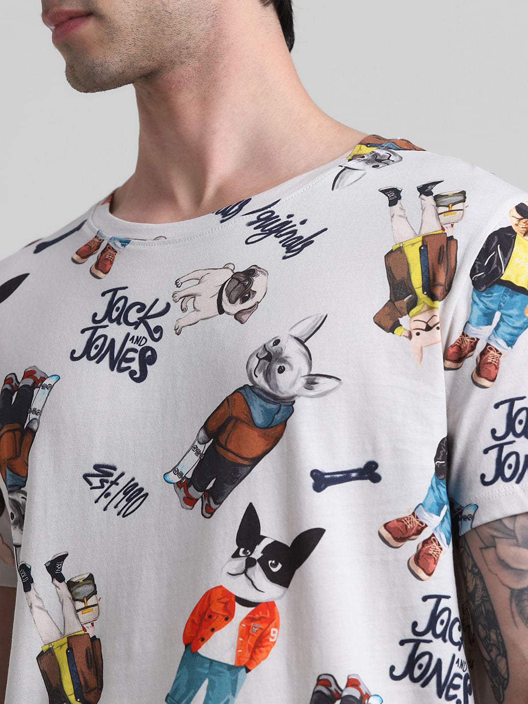 White Printed Crew Neck T-shirt