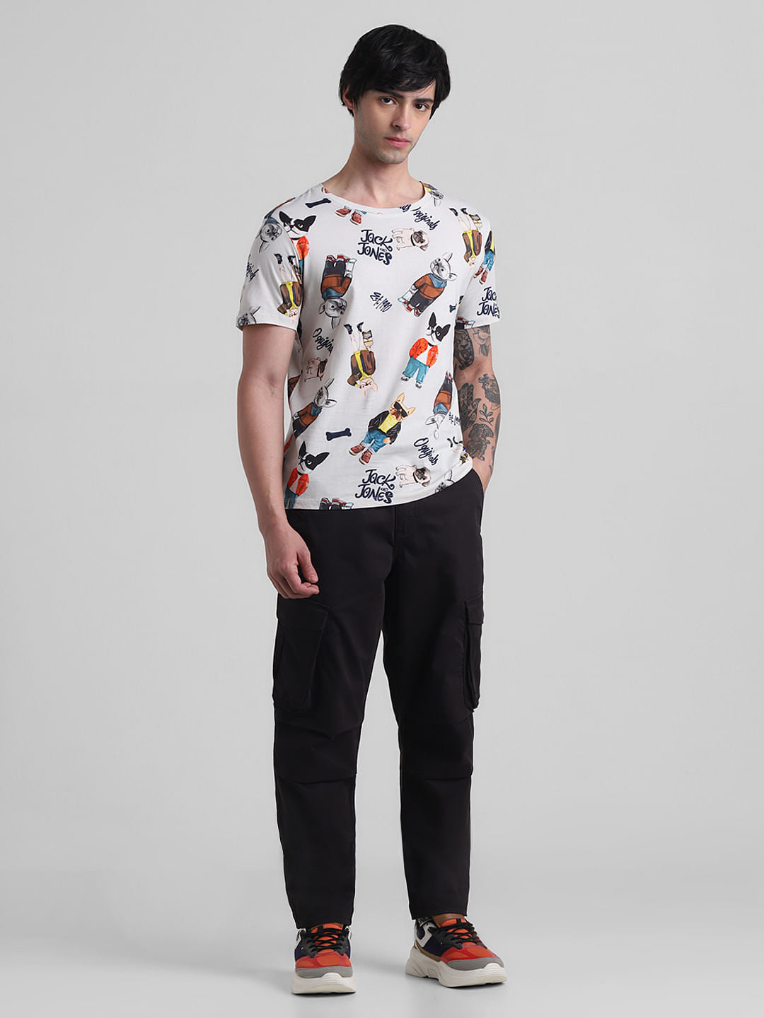 White Printed Crew Neck T-shirt