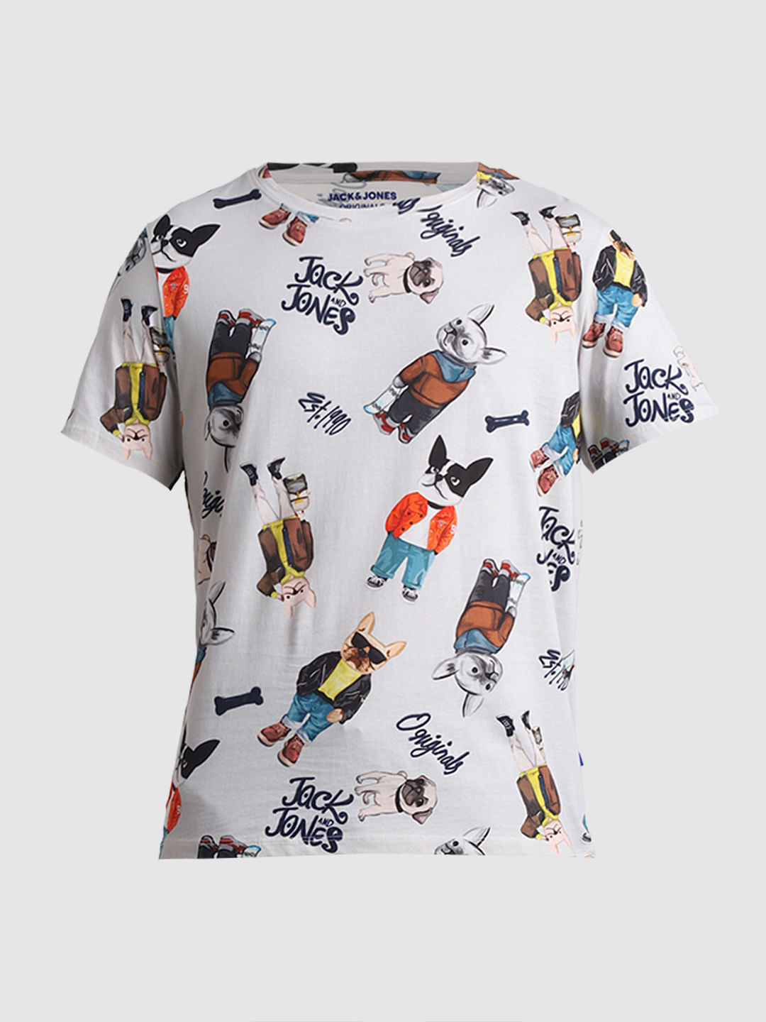 White Printed Crew Neck T-shirt
