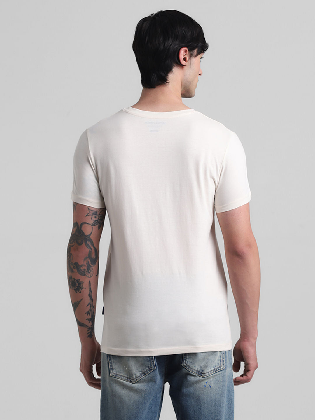 White Text Print Crew Neck T-shirt