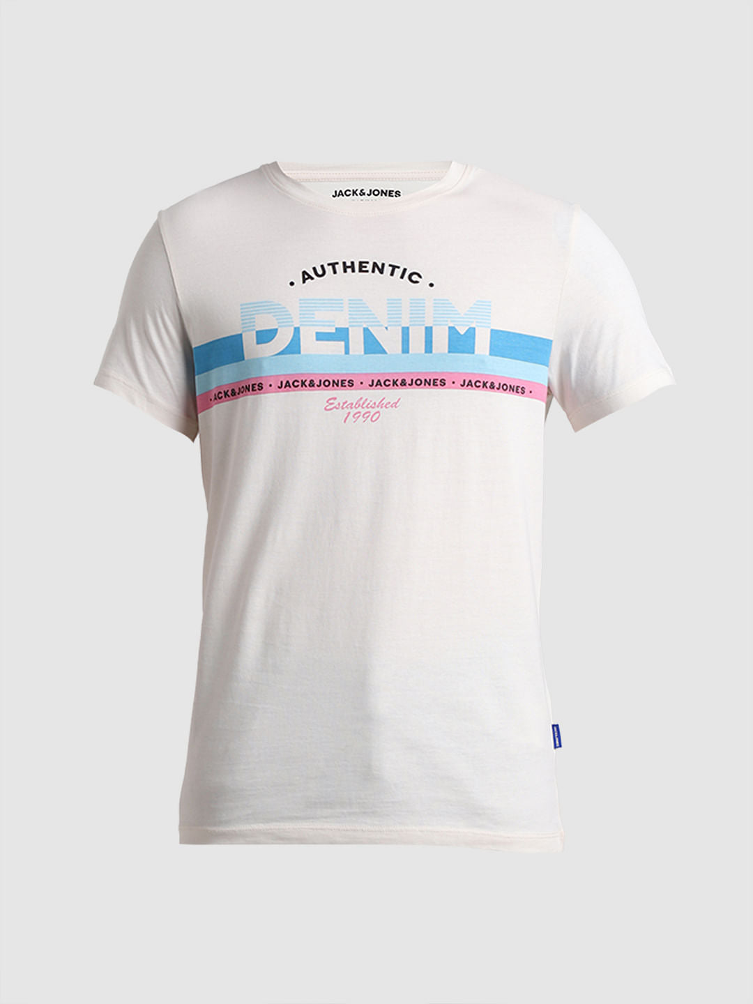 White Text Print Crew Neck T-shirt