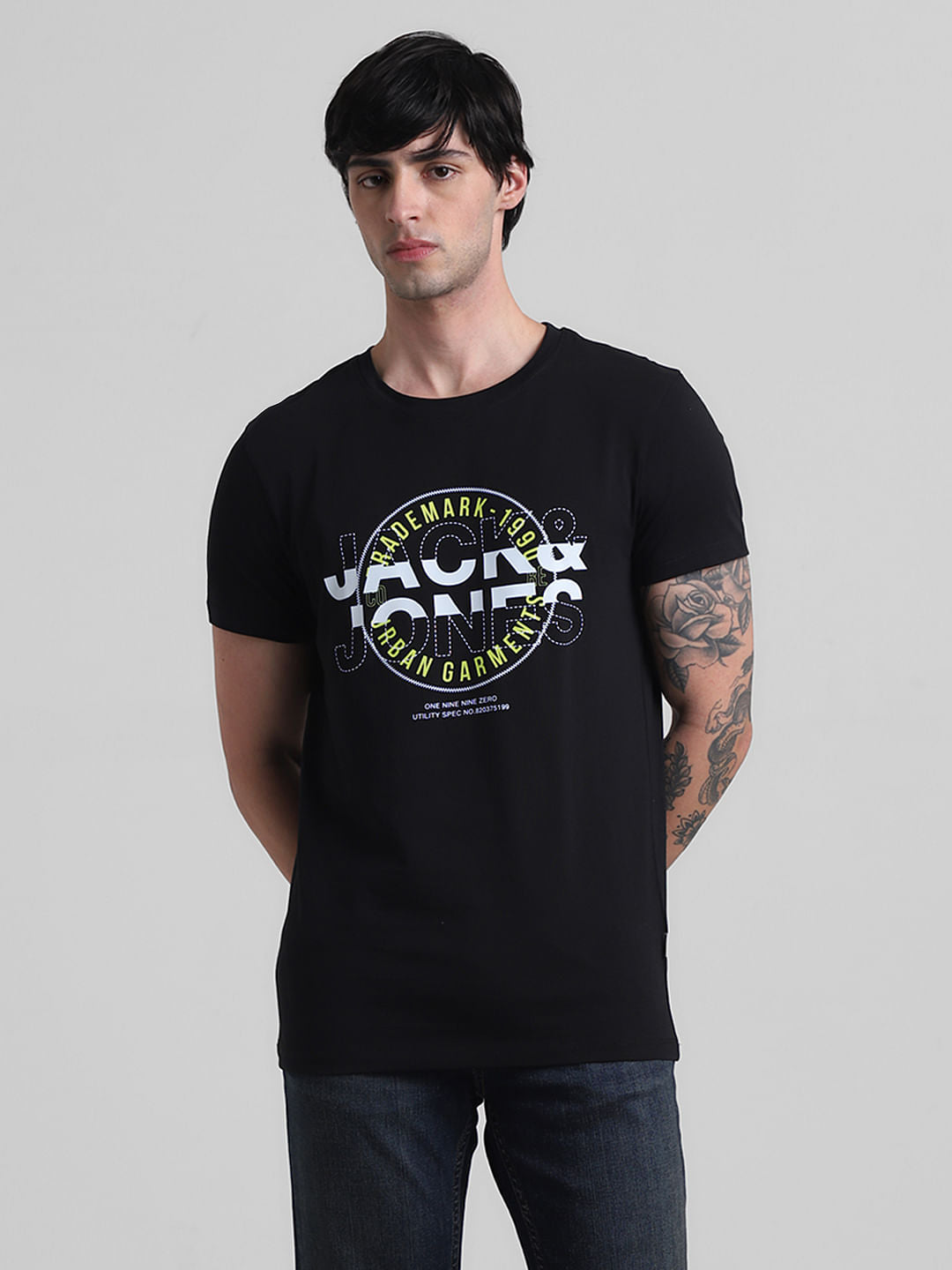 Black Printed Crew Neck T-shirt