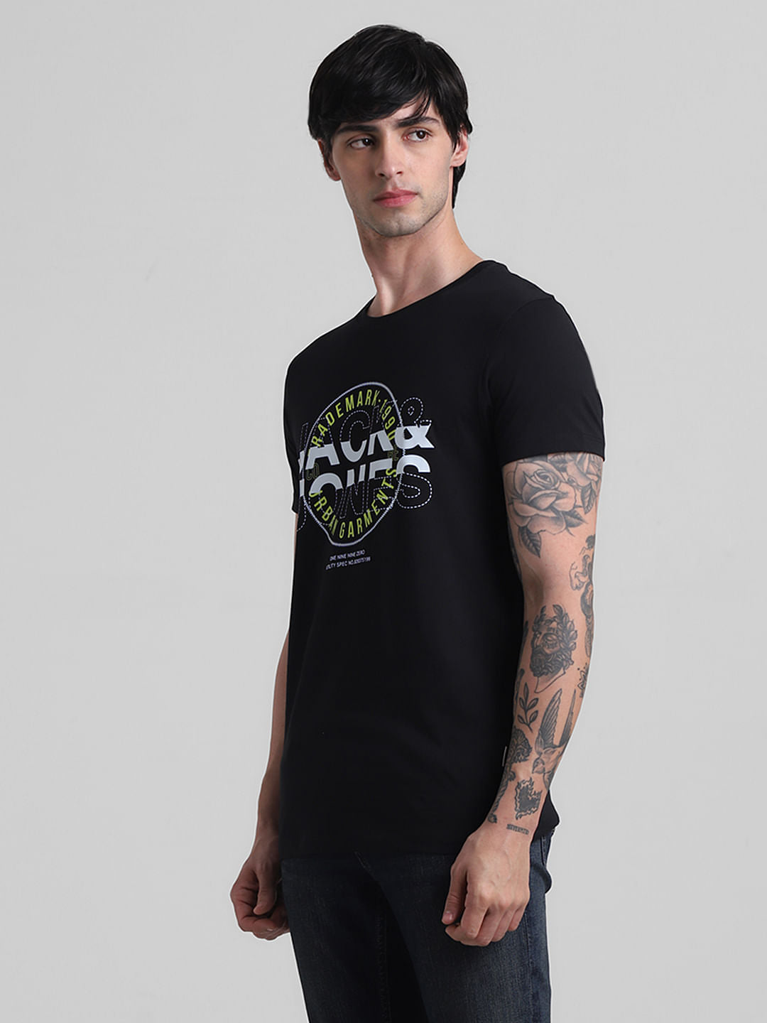 Black Printed Crew Neck T-shirt
