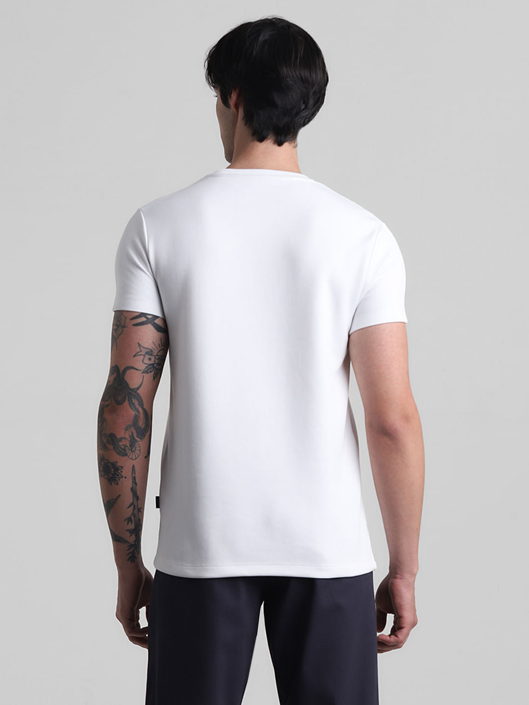 White Pique Knit Crew Neck T-shirt