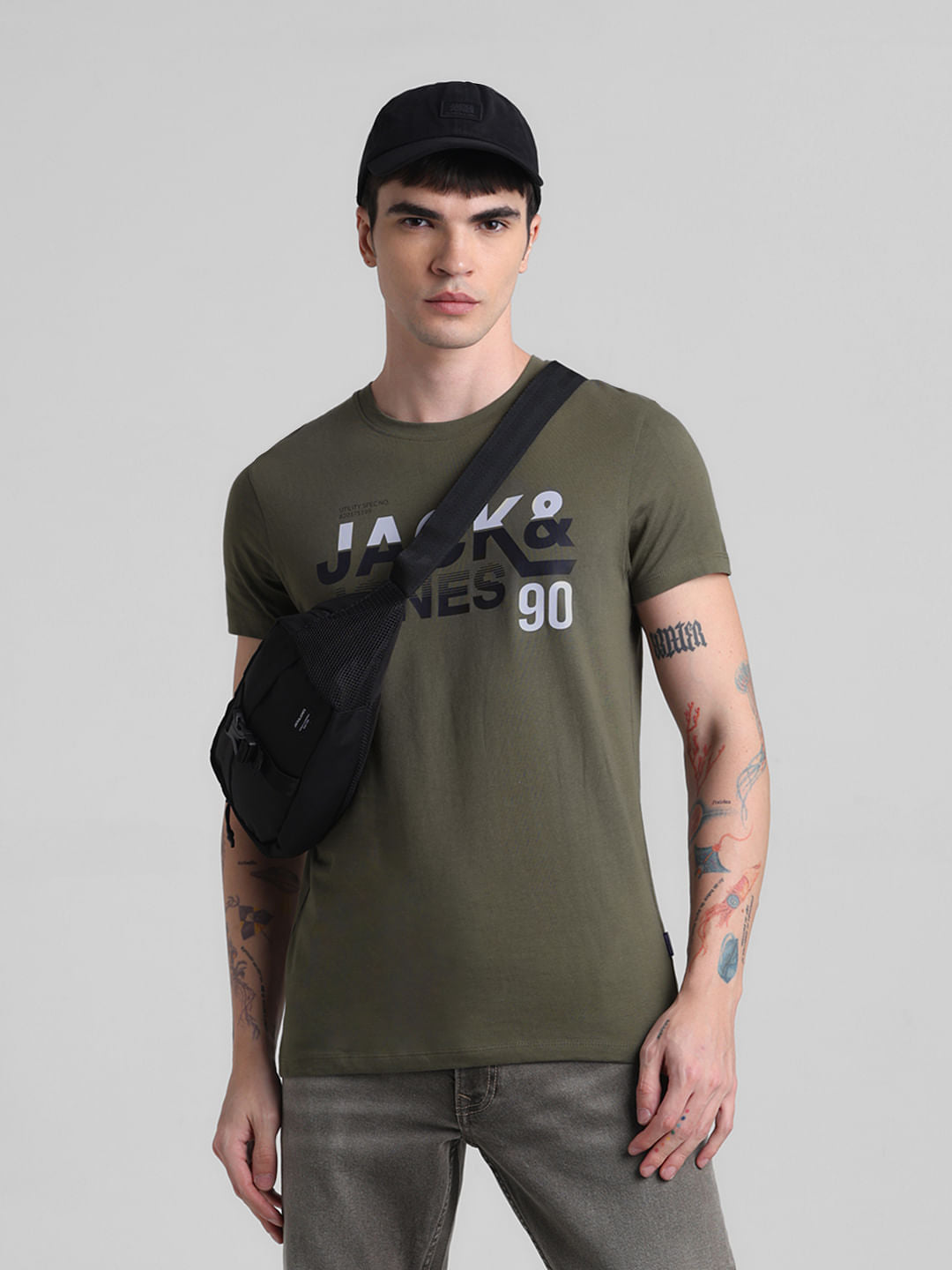Green Logo Print Crew Neck T-shirt