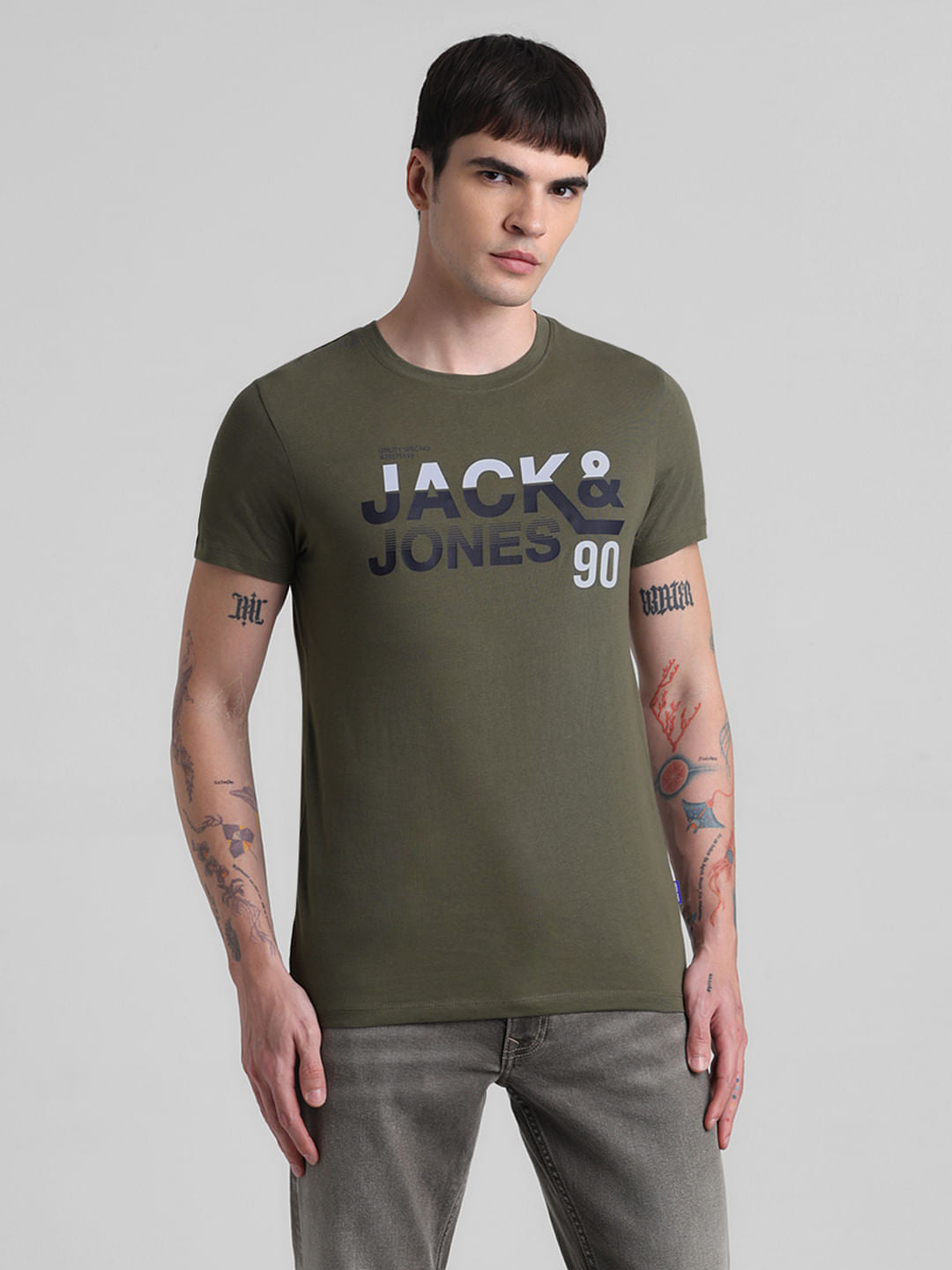 Green Logo Print Crew Neck T-shirt