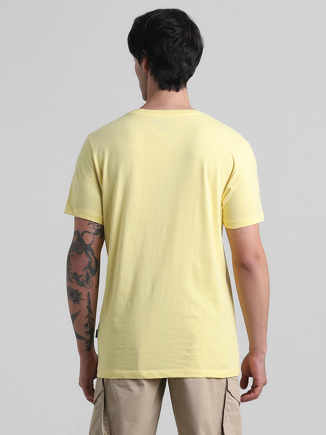 Yellow Logo Print Crew Neck T-shirt