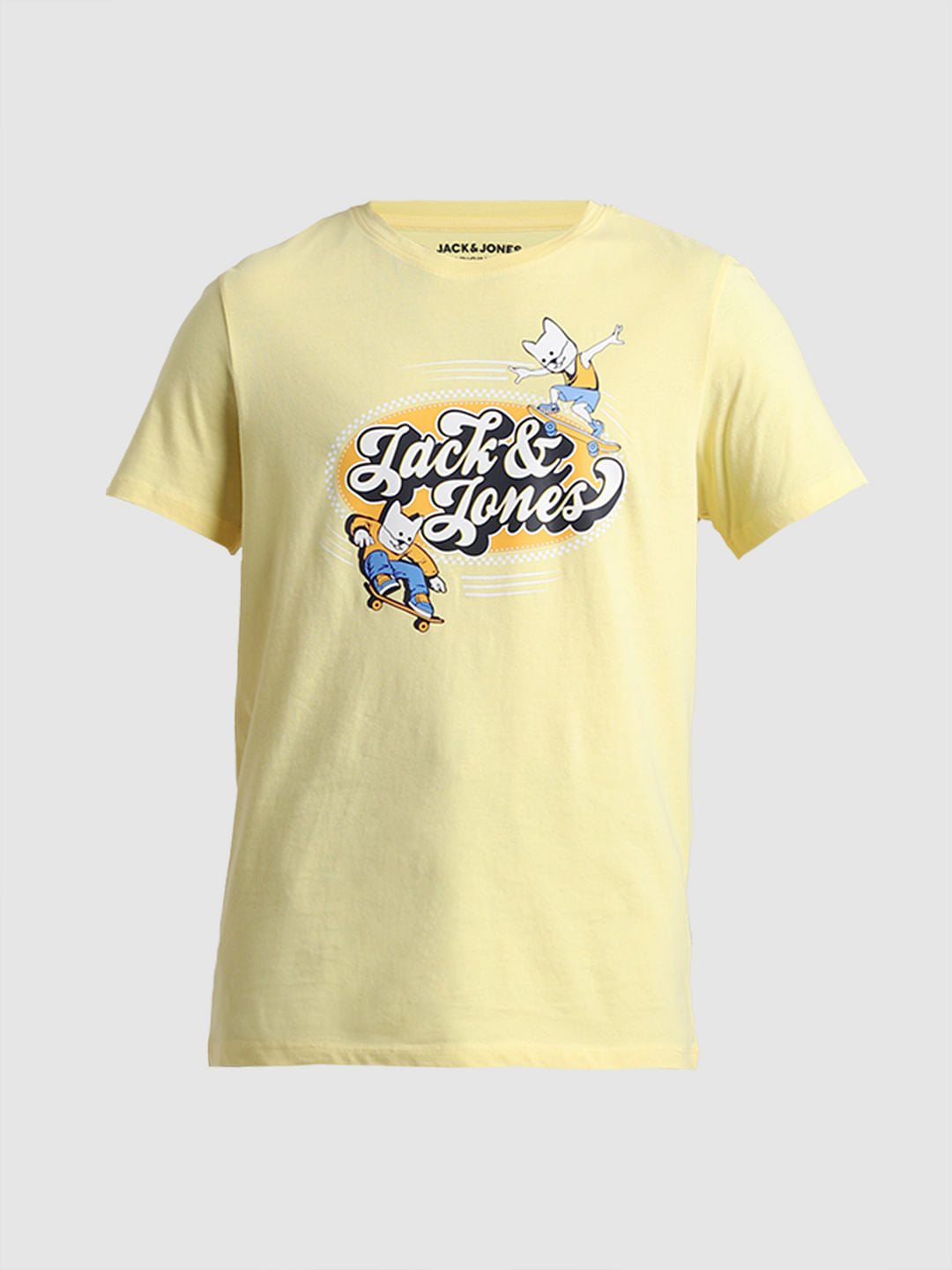 Yellow Logo Print Crew Neck T-shirt