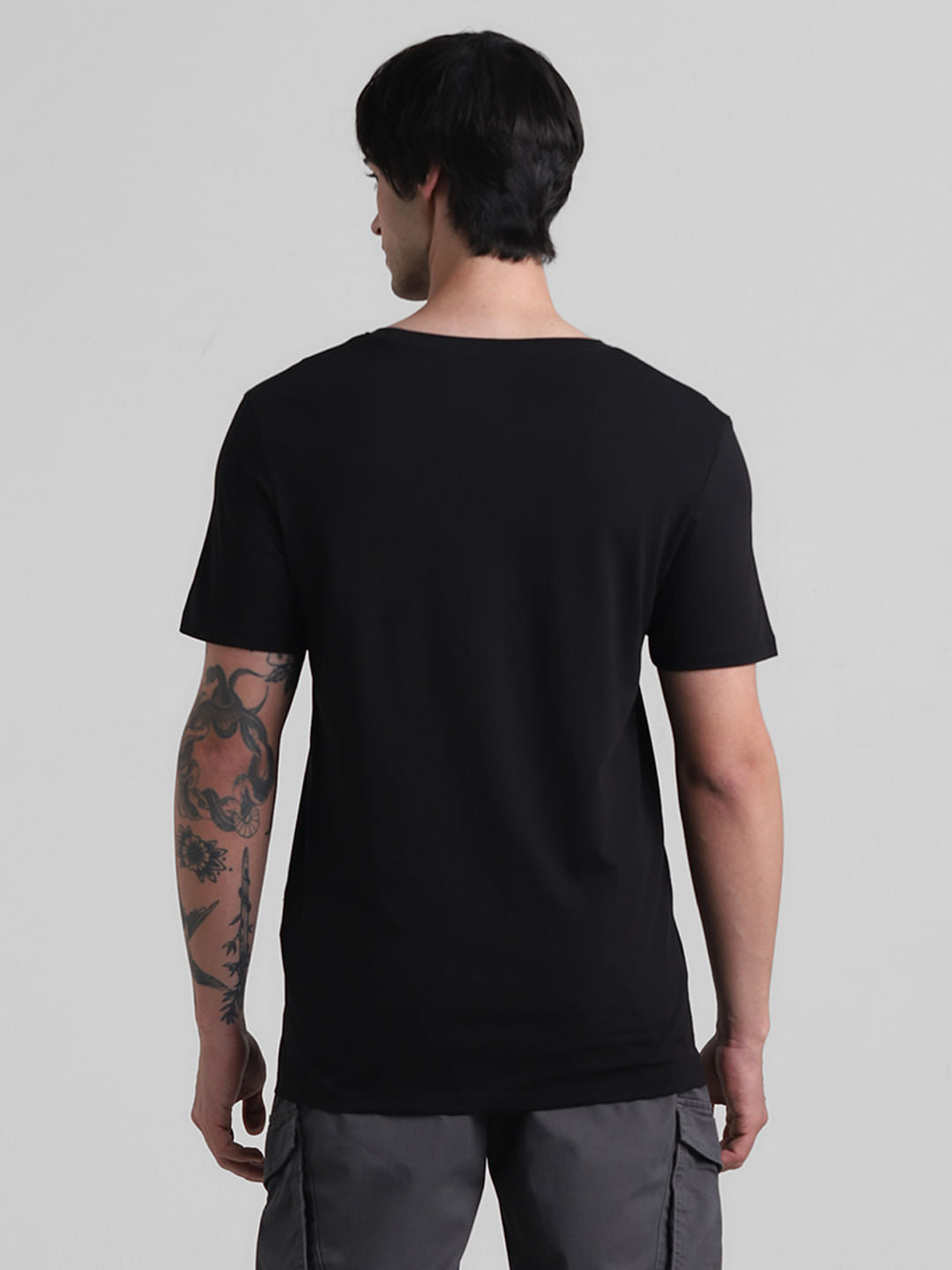 Black Logo Print Crew Neck T-shirt