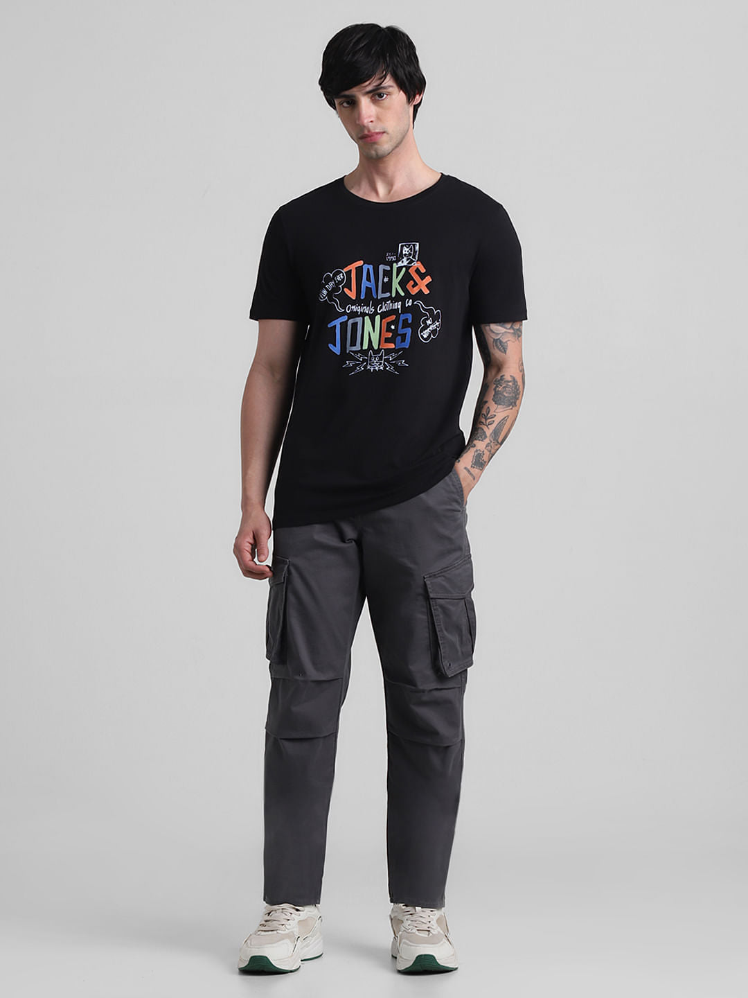 Black Logo Print Crew Neck T-shirt