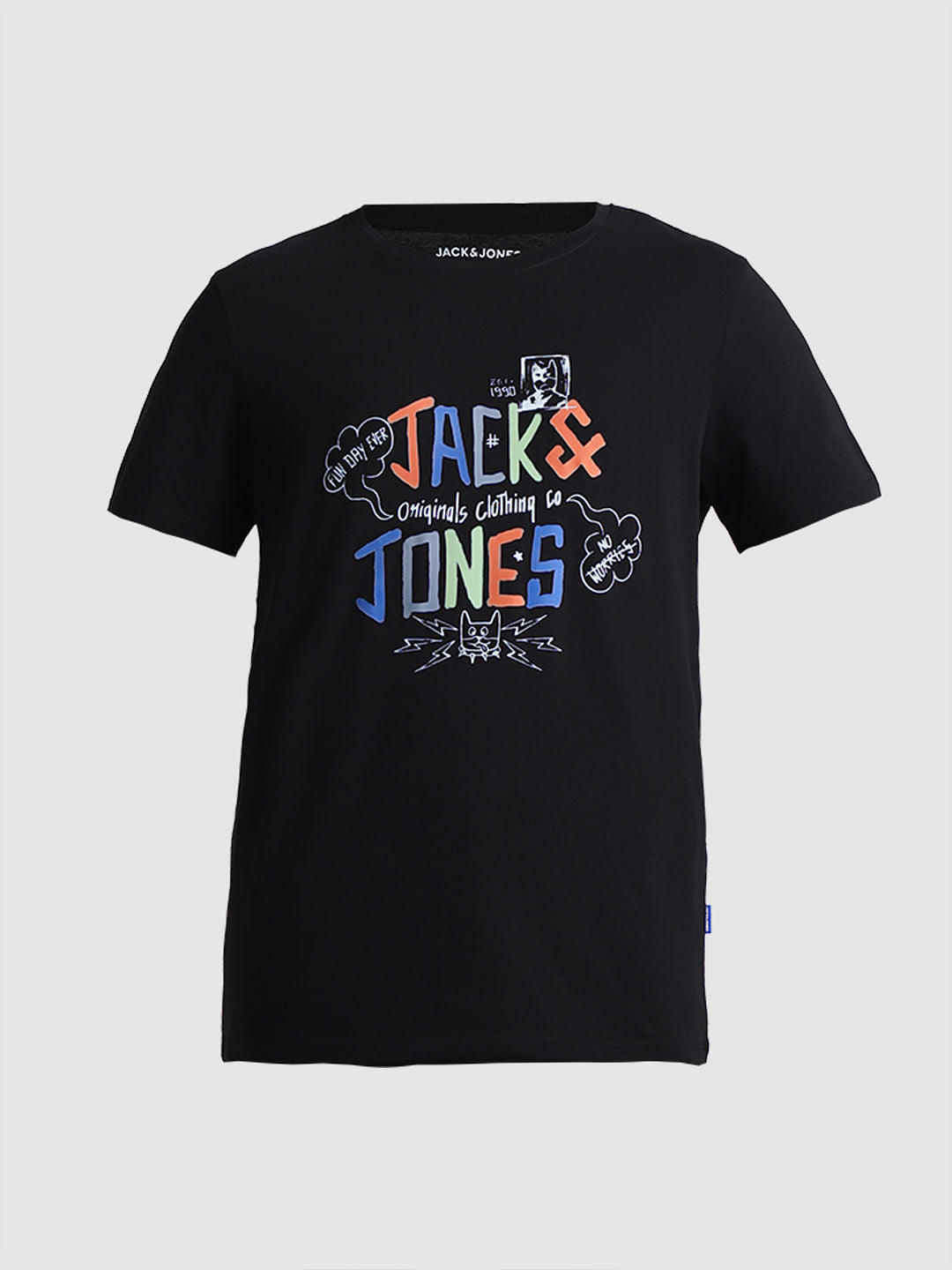 Black Logo Print Crew Neck T-shirt