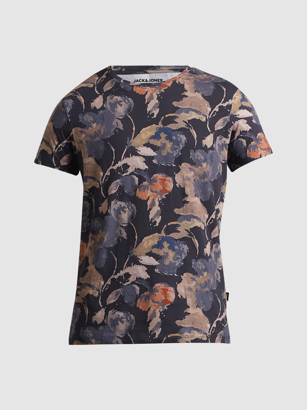 Blue Printed Crew Neck T-shirt