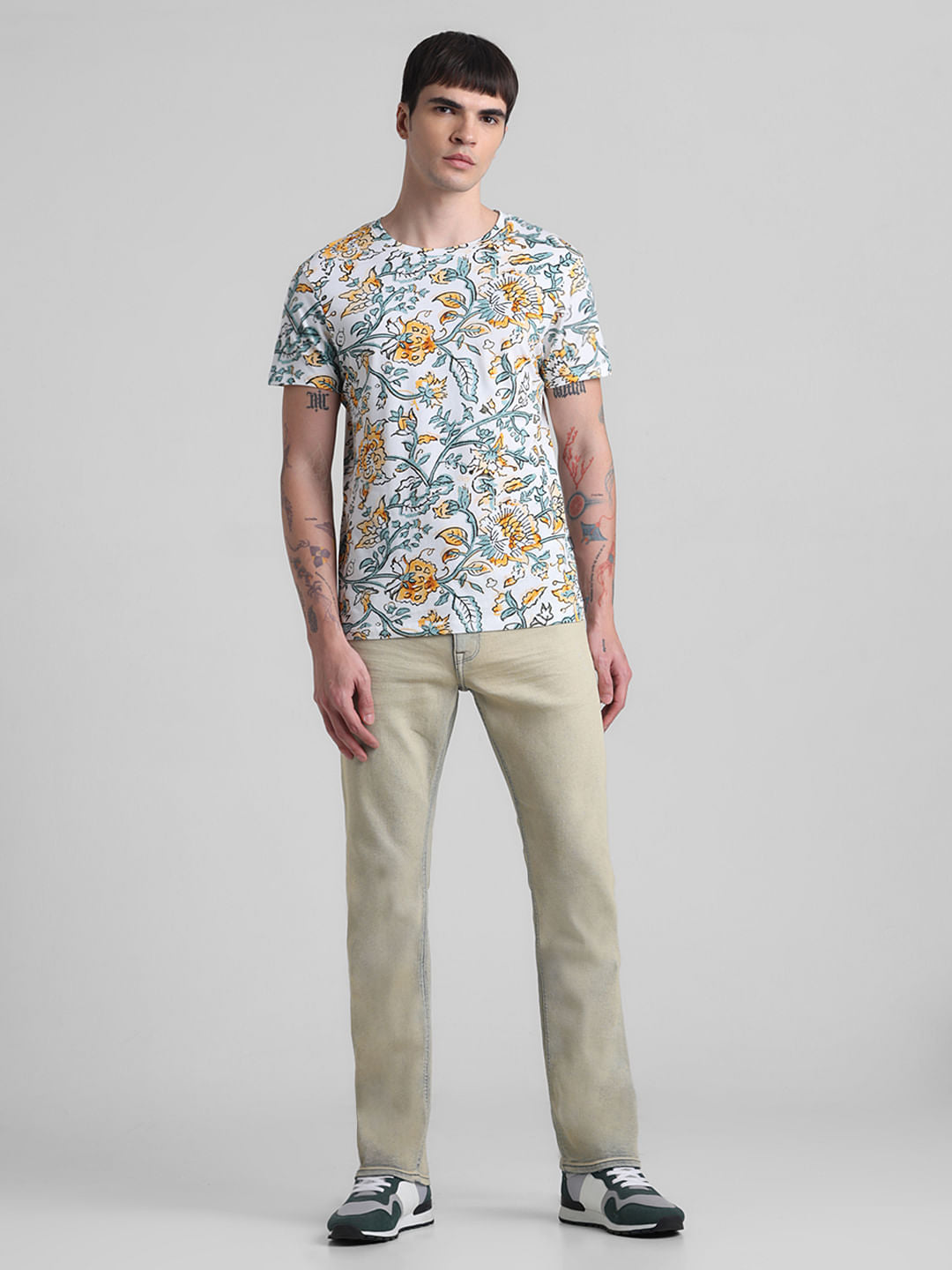 White Printed Crew Neck T-shirt