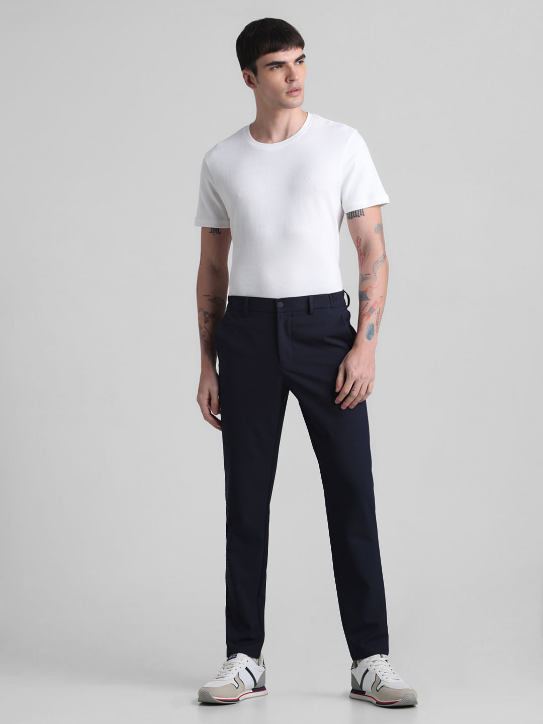 White Jacquard Crew Neck T-shirt