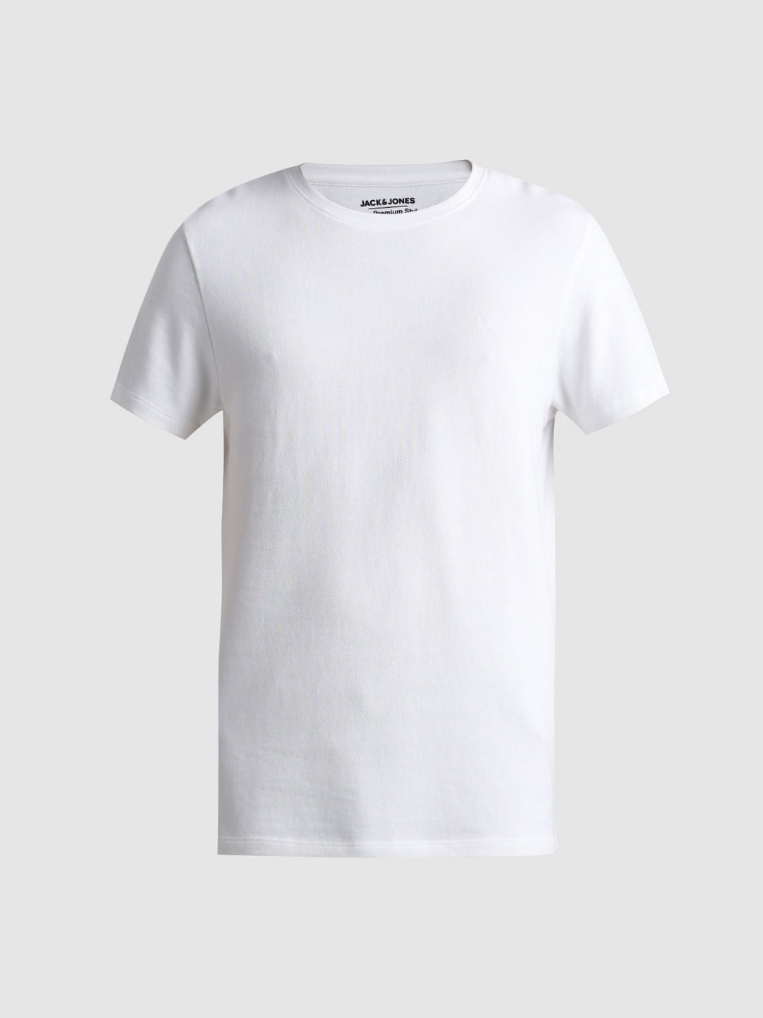 White Jacquard Crew Neck T-shirt