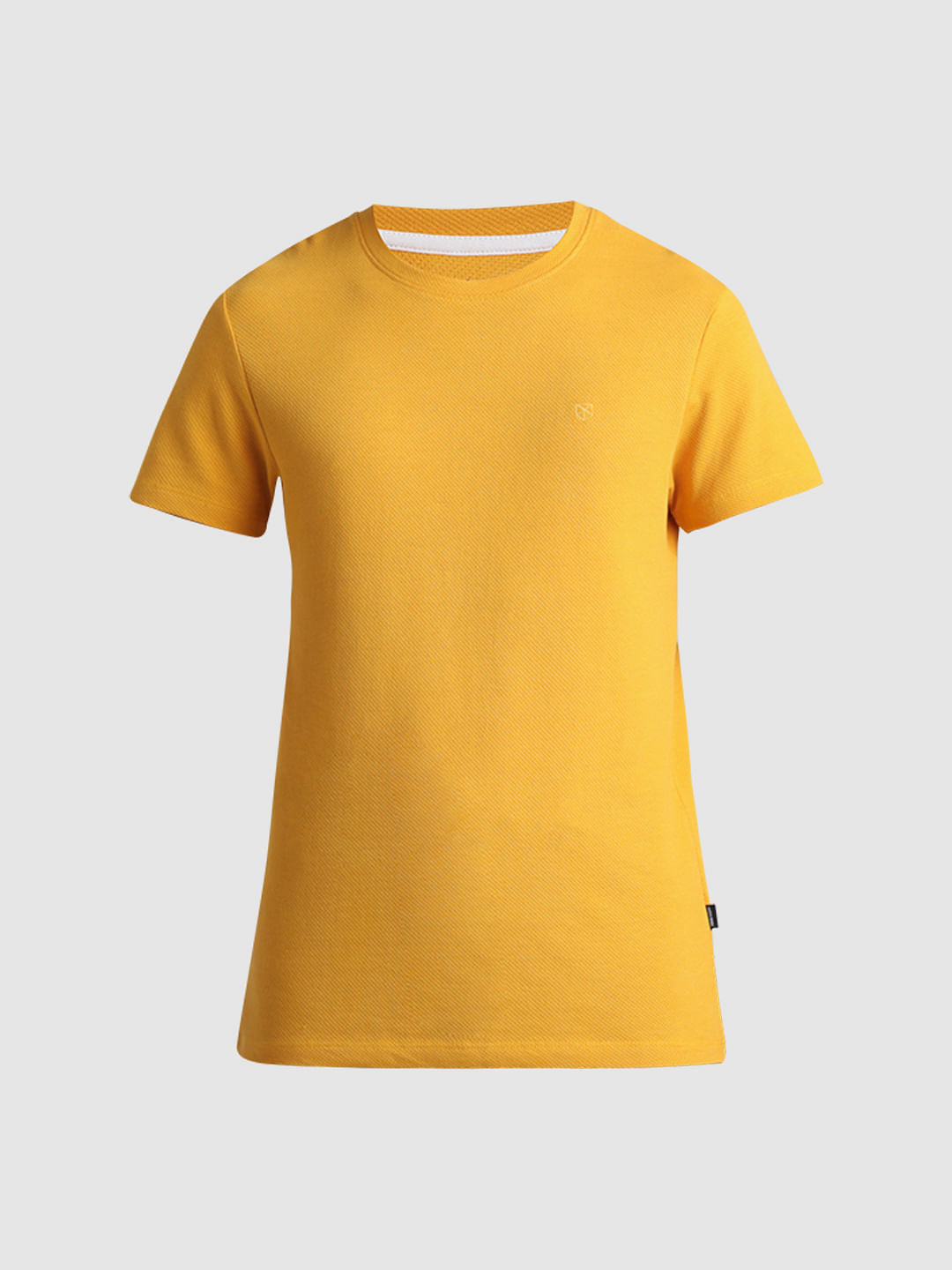 Yellow Jacquard Crew Neck T-shirt