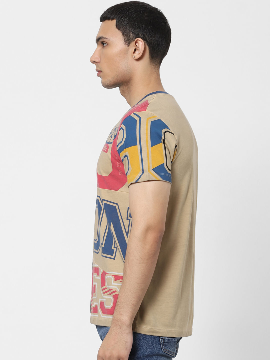 Brown Graphic Print Crew Neck T-shirt
