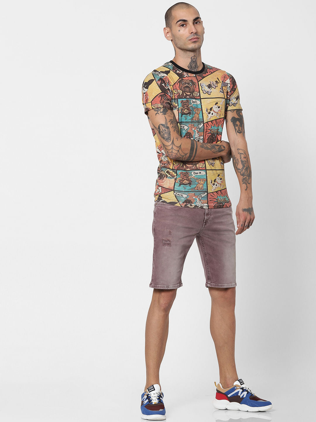 Brown Comic Crew Neck T-shirt
