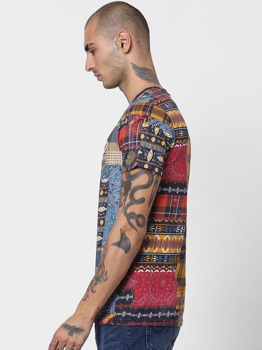 Multi-coloured Paisley Print Crew Neck T-shirt