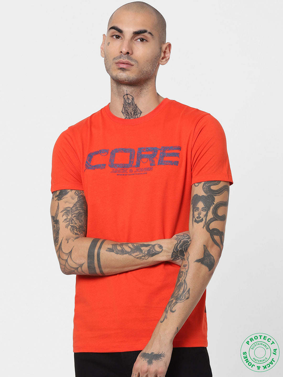 Orange Crew Neck T-shirt