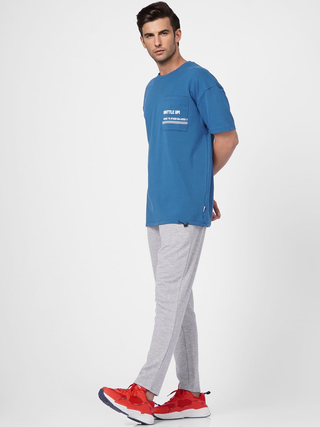 Blue Patch Pocket Crew Neck T-shirt