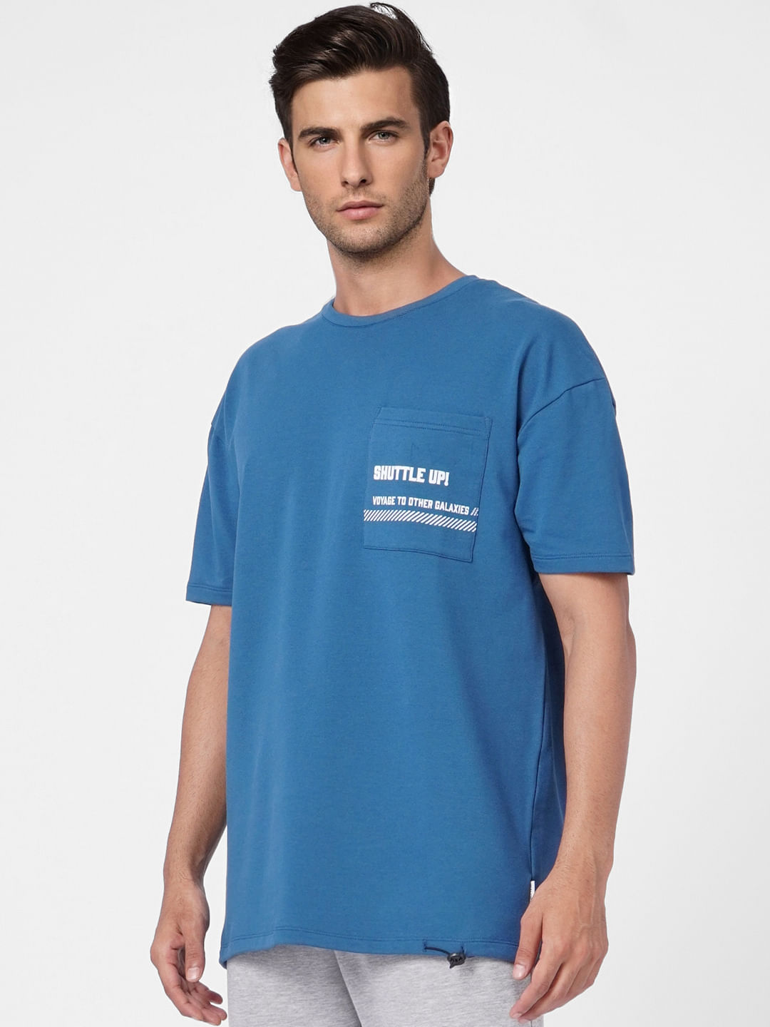 Blue Patch Pocket Crew Neck T-shirt