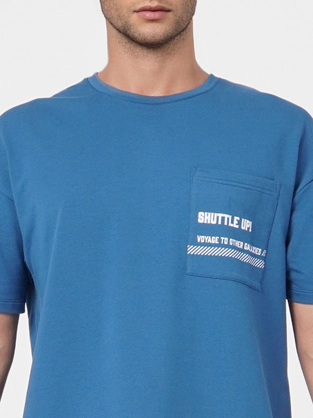 Blue Patch Pocket Crew Neck T-shirt
