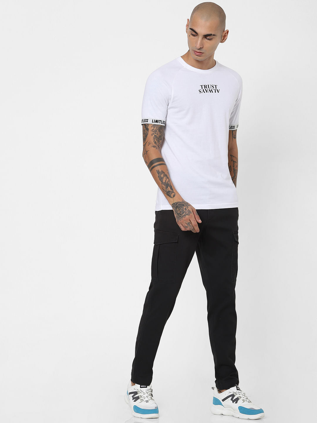 White Slogan Print Crew Neck T-shirt