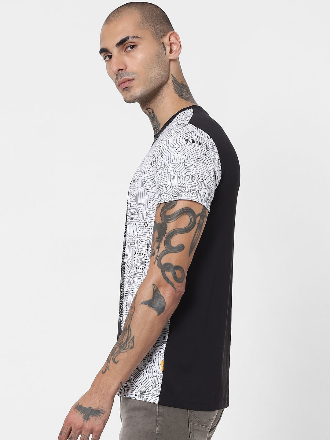 Black Graphic Print Crew Neck T-shirt