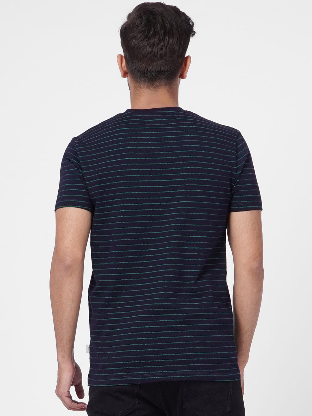 Blue Striped Crew Neck T-shirt