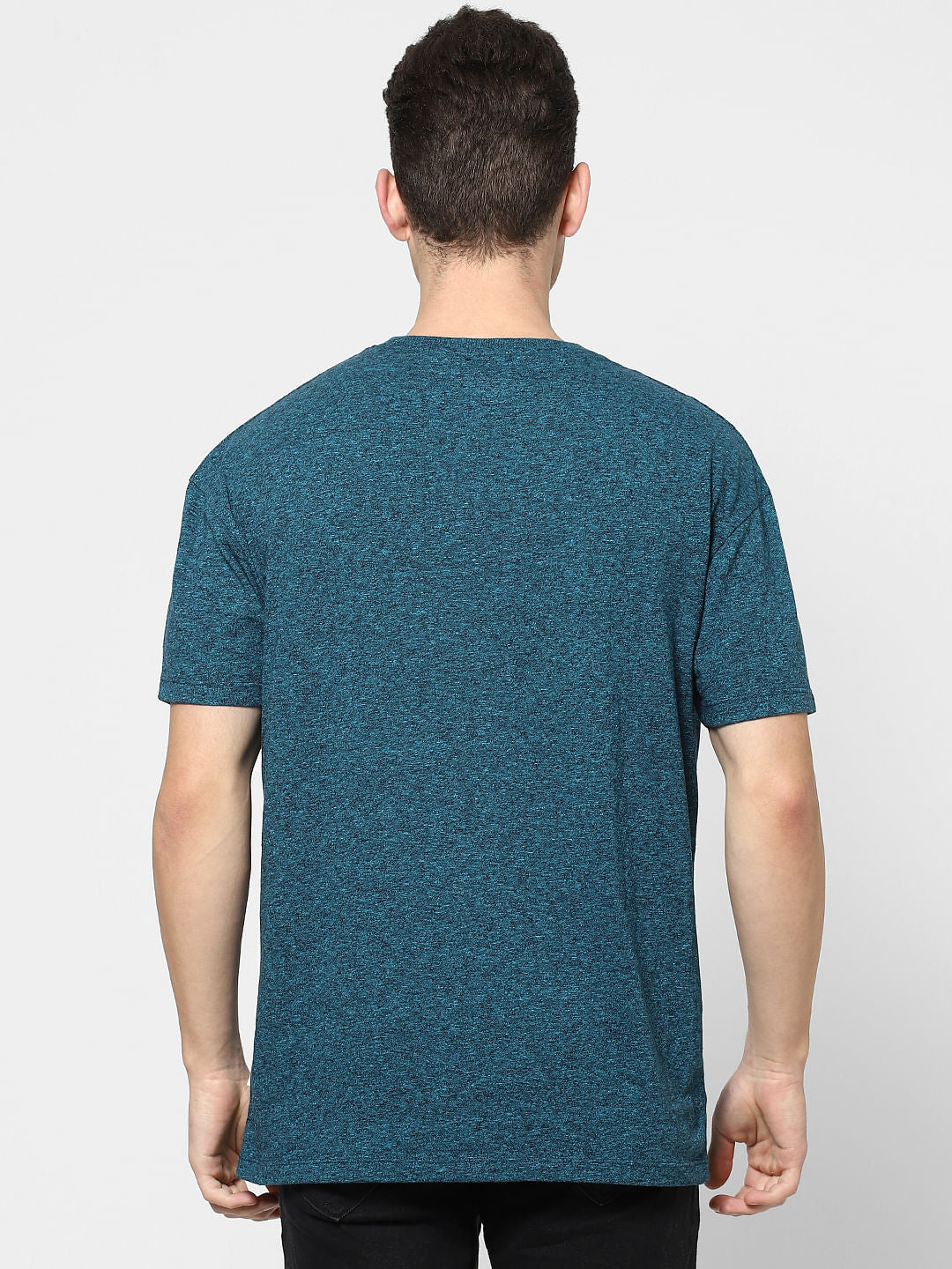 Blue Grain Effect Crew Neck T-shirt