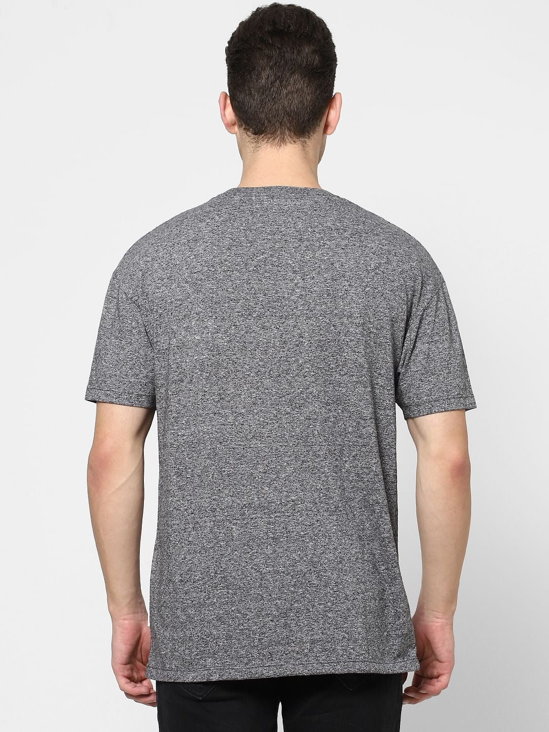 Grey Grain Effect Crew Neck T-shirt