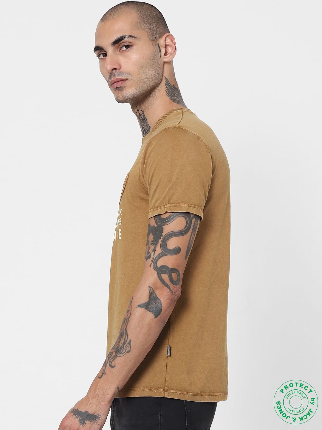 Brown Vintage Crew Neck T-shirt