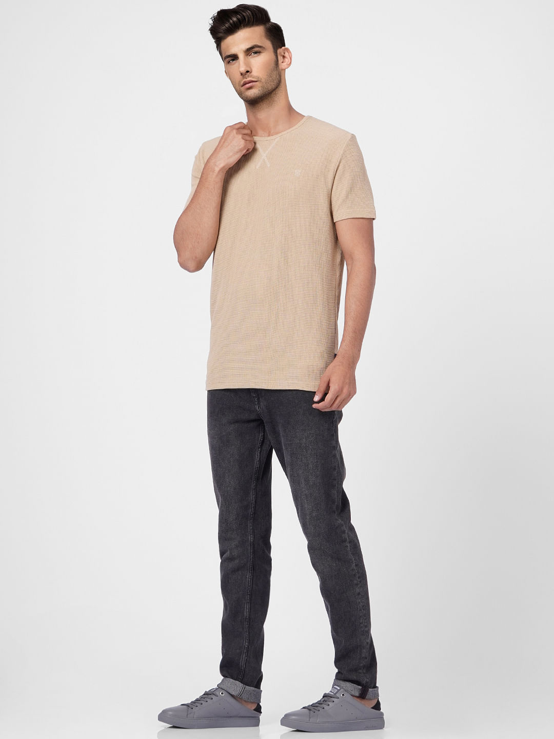 Beige Crew Neck T-shirt