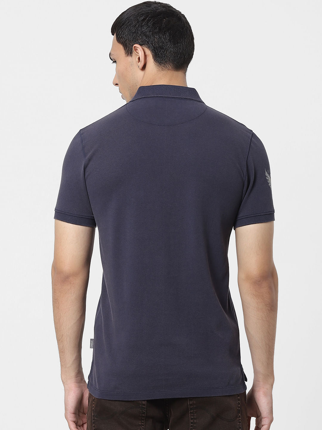 Blue Graphic Print Polo Neck T-shirt