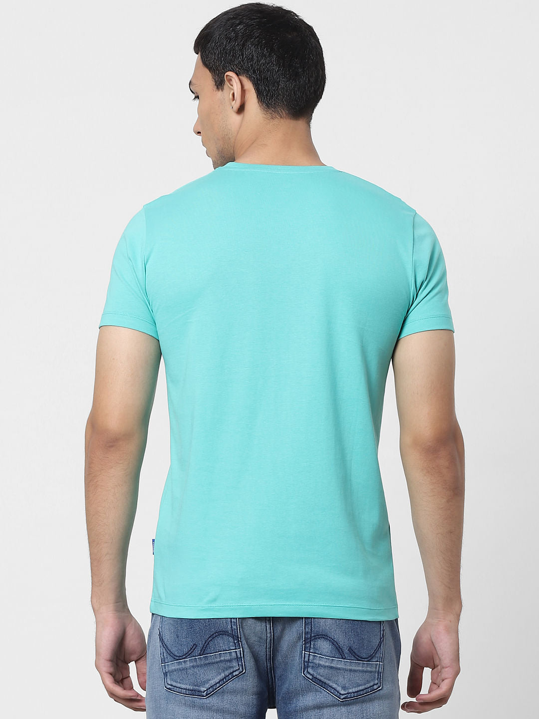 Blue Graphic Print Crew Neck T-shirt
