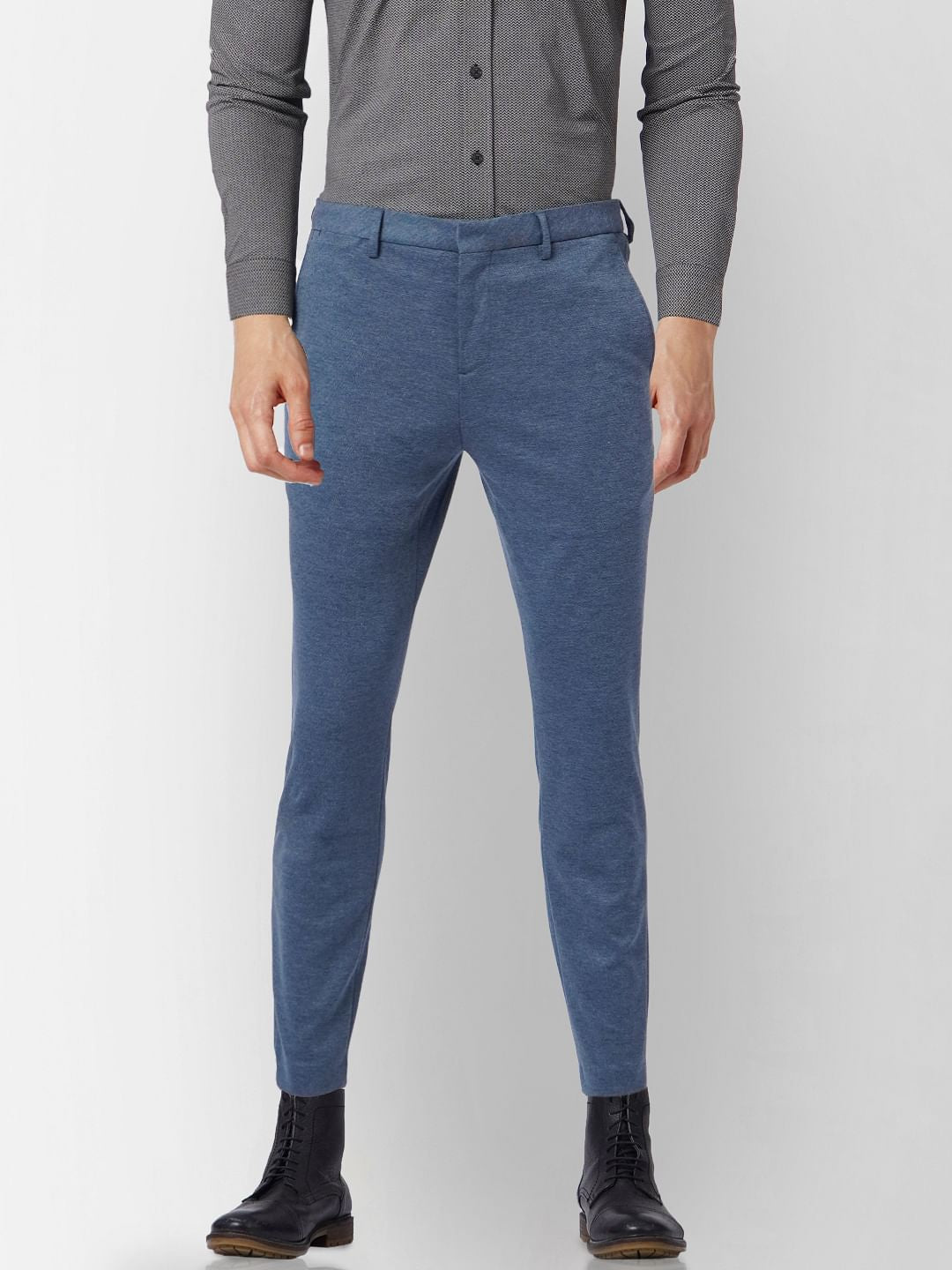 Blue Tailored Knit Trousers