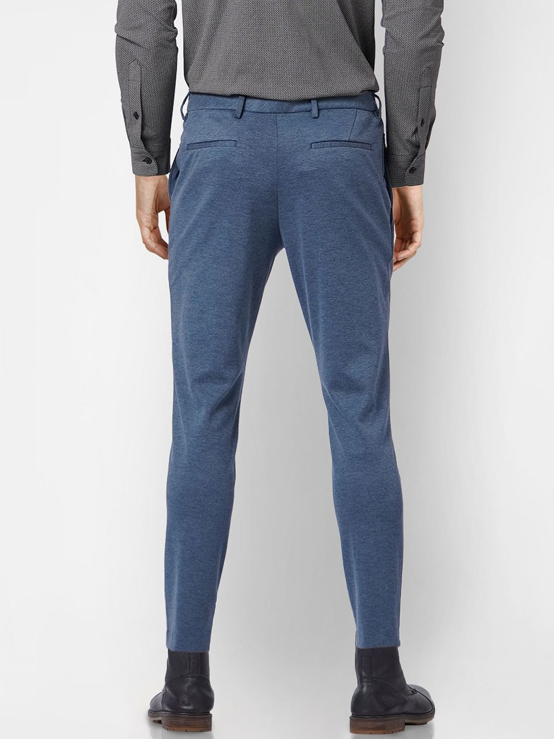 Blue Tailored Knit Trousers
