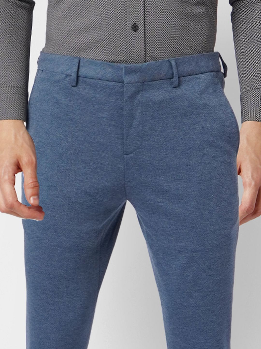 Blue Tailored Knit Trousers