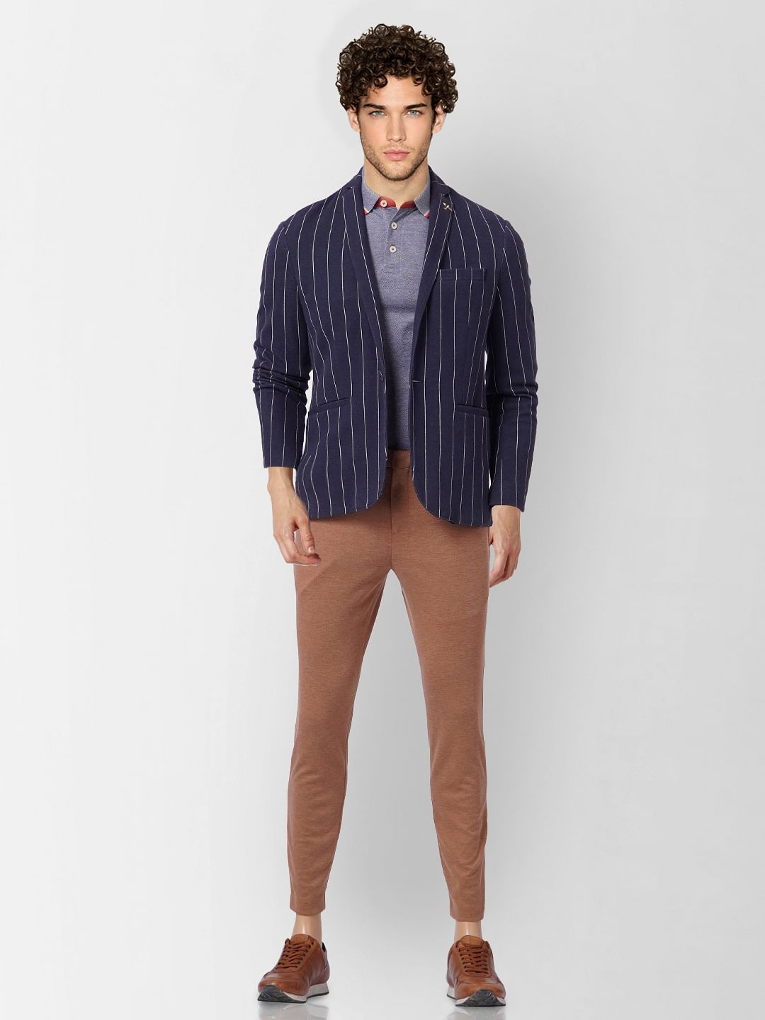 Brown Tailored Knit Trousers - 46