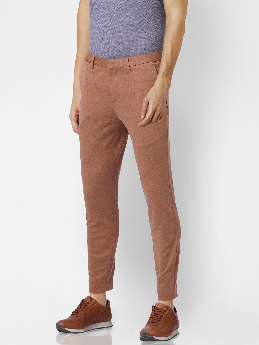 Brown Tailored Knit Trousers