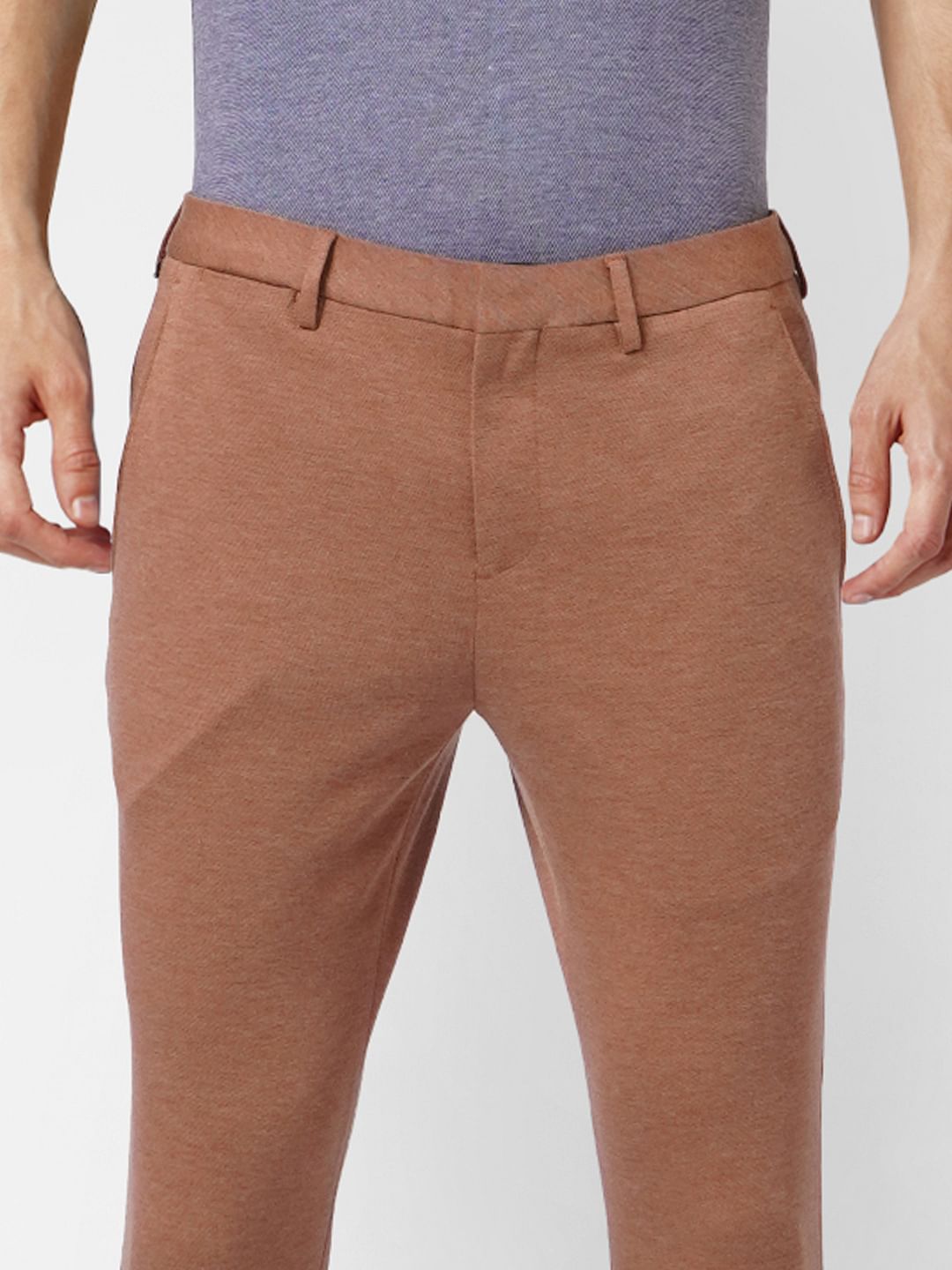 Brown Tailored Knit Trousers