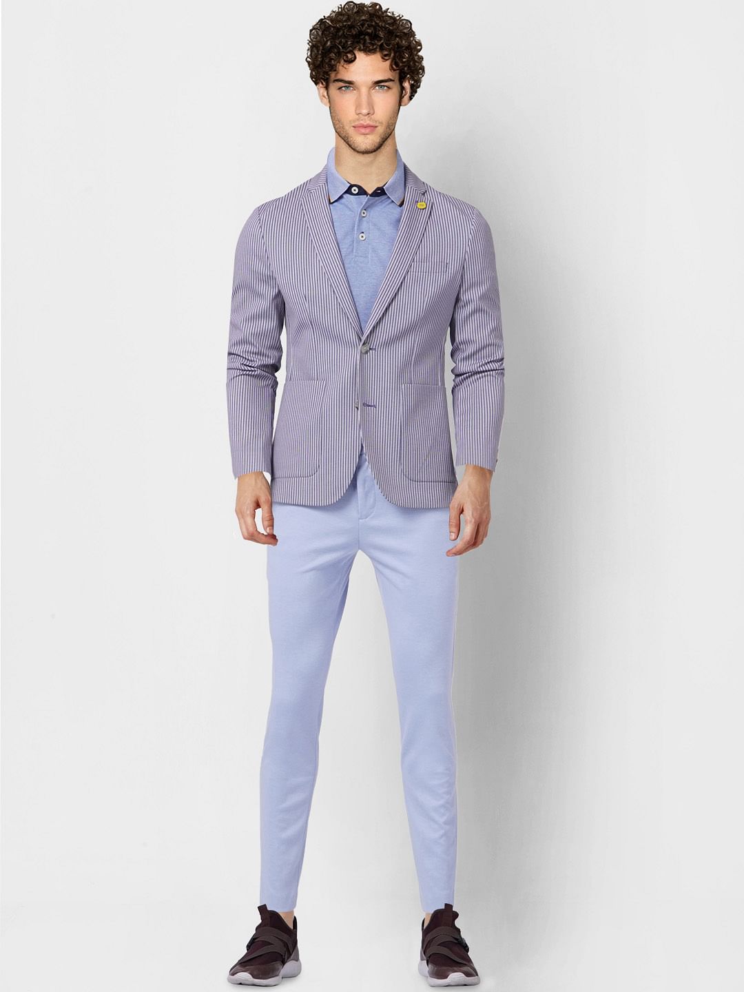 Blue Tailored Knit Trousers - 46