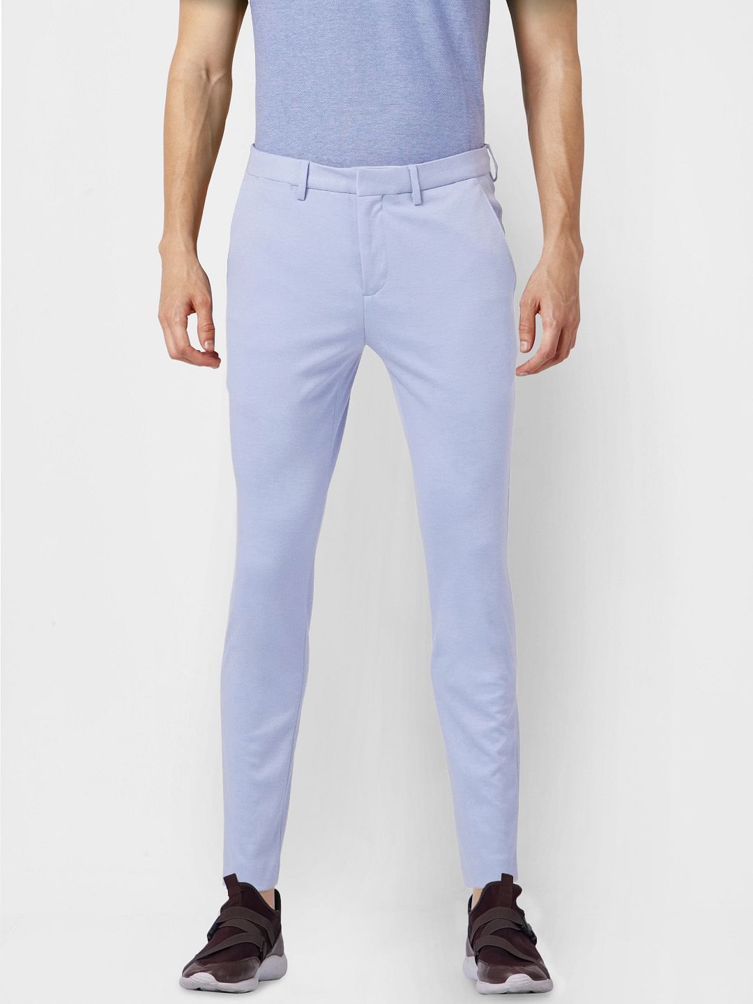Blue Tailored Knit Trousers