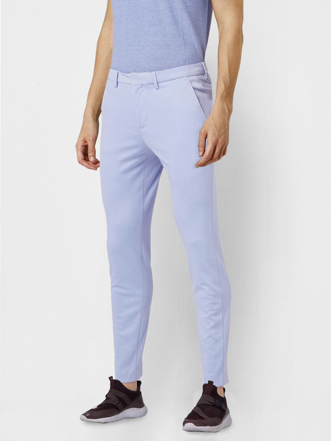 Blue Tailored Knit Trousers