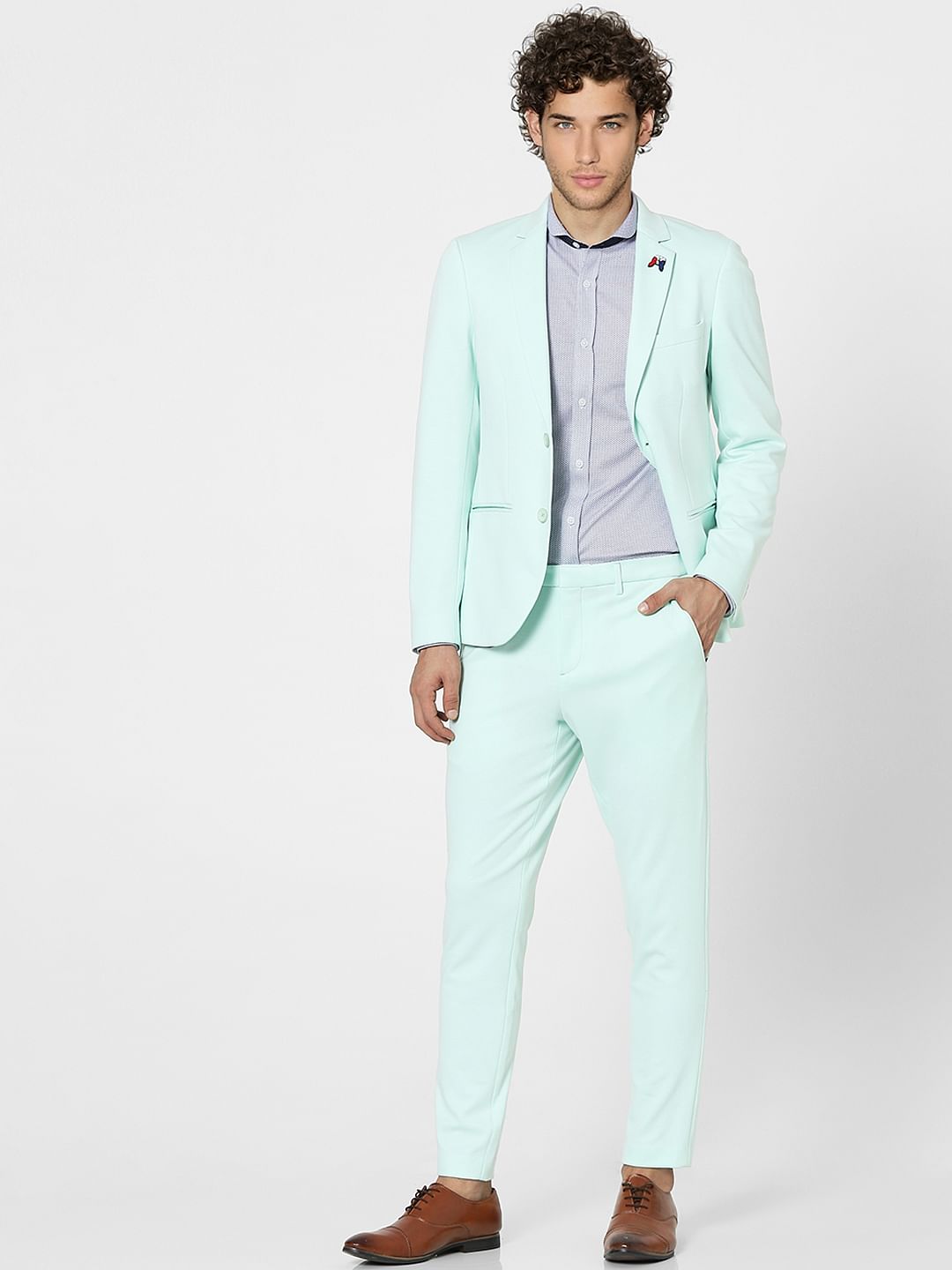 Green Tailored Suit Trousers - 46