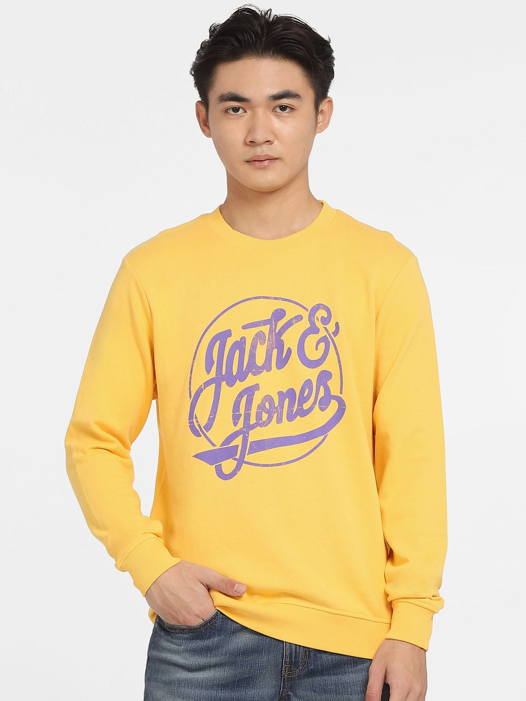 Yellow Logo Print Sweatshirt