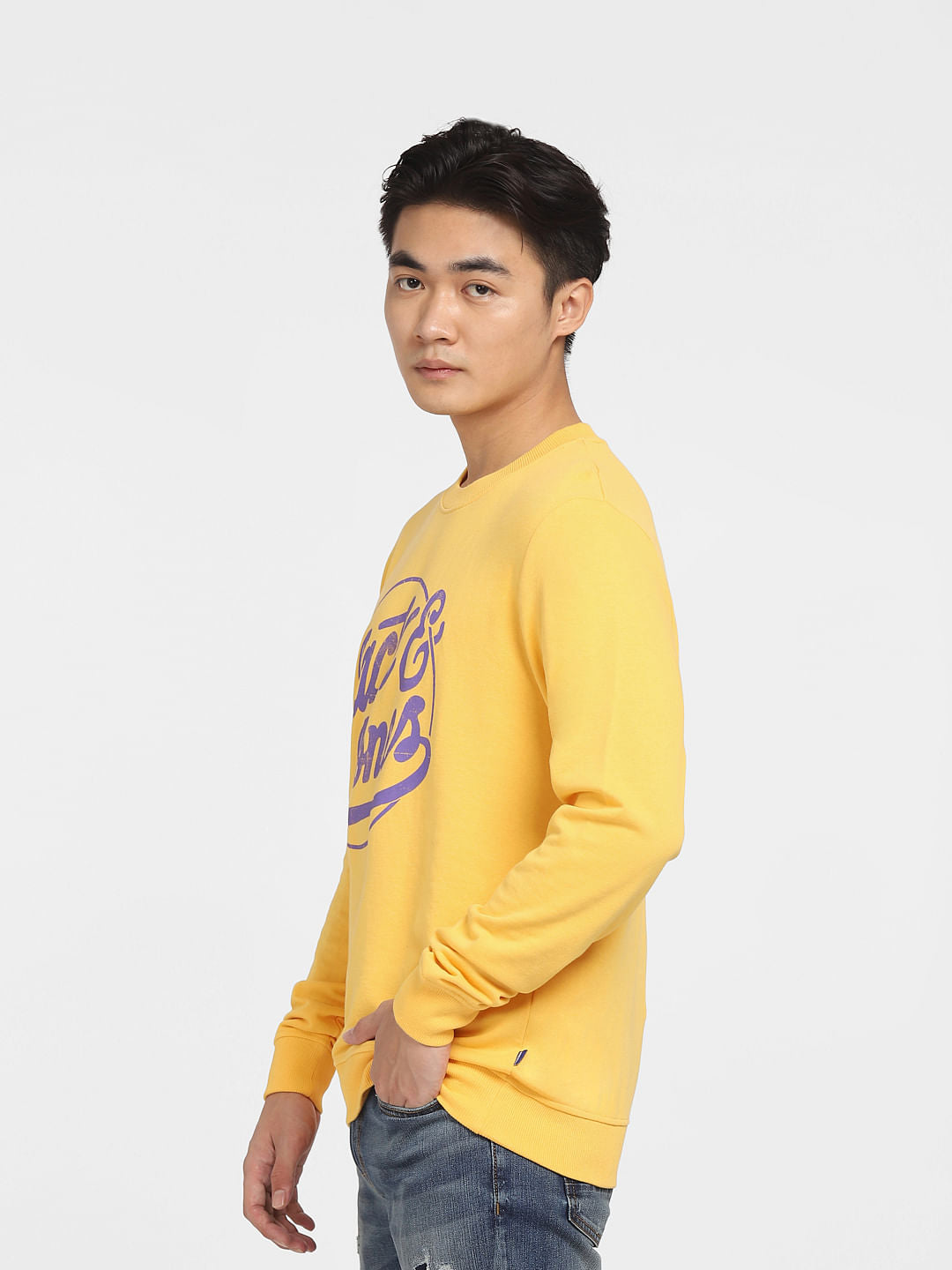 Yellow Logo Print Sweatshirt