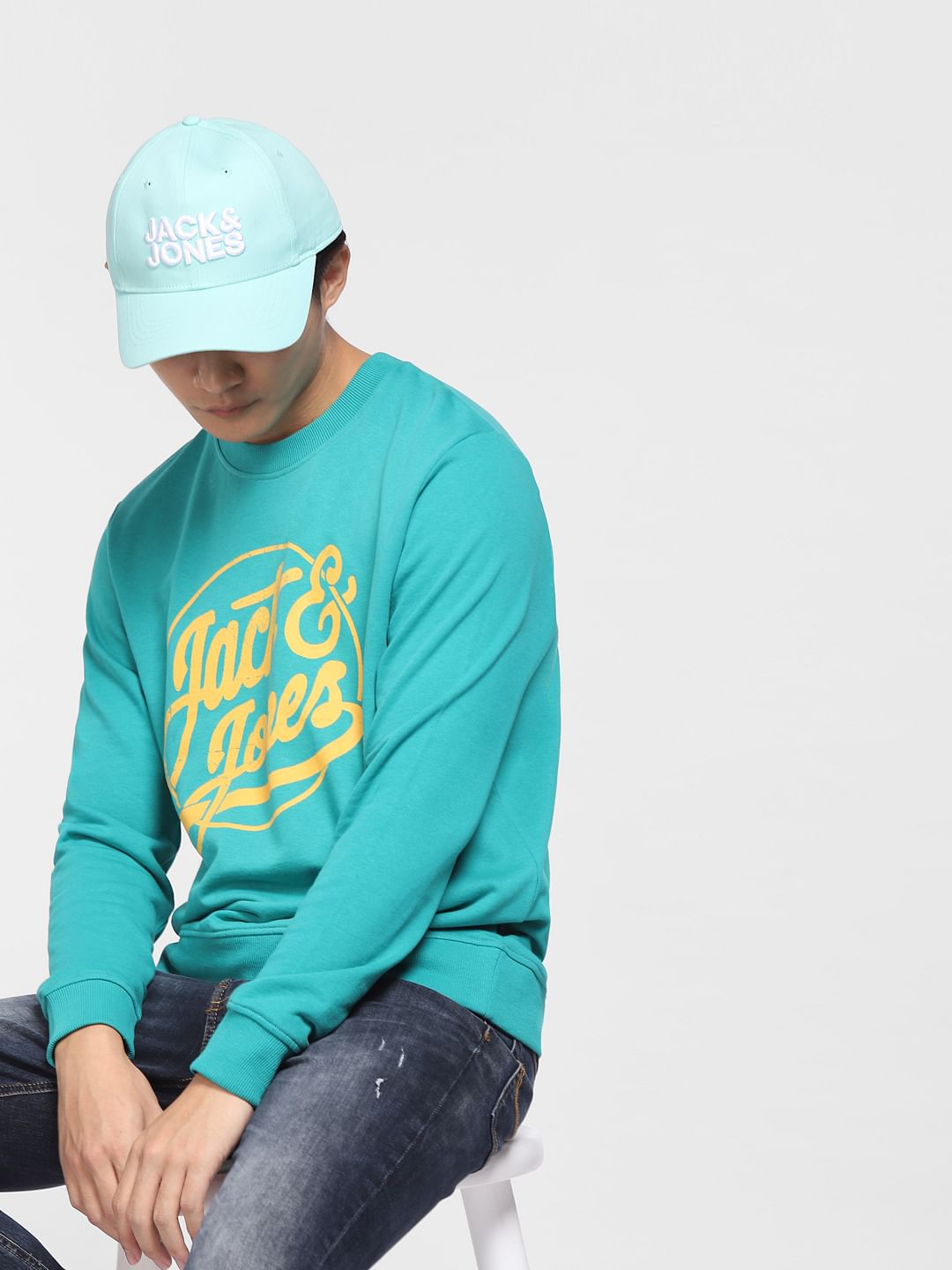 Blue Logo Print Sweatshirt