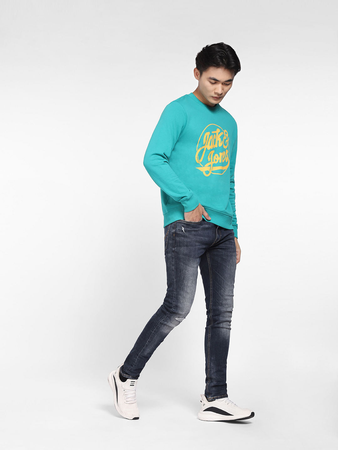Blue Logo Print Sweatshirt
